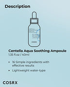 COSRX Centella Aqua Soothing Ampoule, Centella Asiatica Cica Serum, Korean Skin Care, 1.35 Fl oZ, For Sensitive Skin, Daily Skin Serum, Paraben Free, No Animal Testing