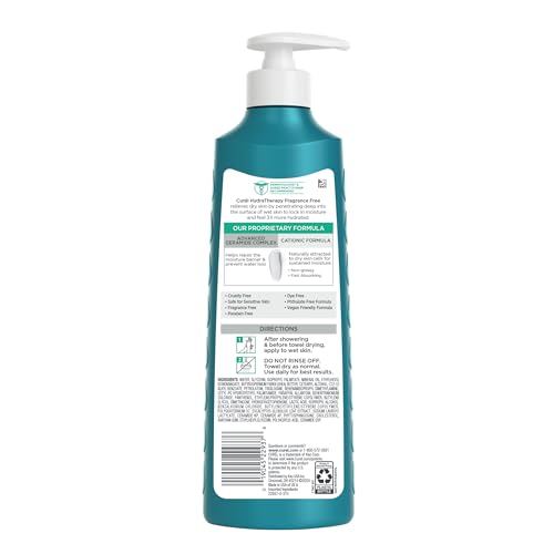 Curel Hydra Therapy In Shower Lotion, Itch Defense Body Moisturizer with Advanced Ceramide Complex, Vitamin E, & Oatmeal Extract, 12 Oz