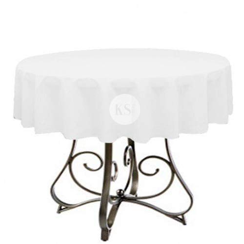 KS Linens Round 72-Inch Polyester Tablecloth - Available in Over 45 Colors, Ideal for Restaurants and Versatile Event Overlays Choose from Classic White, Elegant Black, and More! (White)