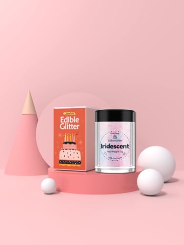 Shanlinly Iridescent Prism Powder Edible Glitter for Drinks, Food Grade Edible Glitter Dust Luster Shimmer Dust for Cakes Decorating Sparkling, Paints, Desserts, No Taste or Texture, 5g Each Bottle