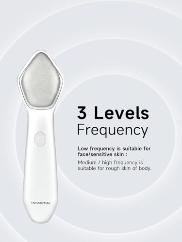 NEWDERMO Microdermabrasion Machine Pro, Large Diamond Electric Microdermabrasion Wand Tool With Red Light Therapy & 3 Levels Frequency for Face Body Exfoliate Skin Care(White)