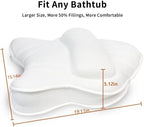 Extra Thick Large Bath Pillow with Neck,Back,Head Support for Bathtub, Spa, Soaking White(19''x15'')
