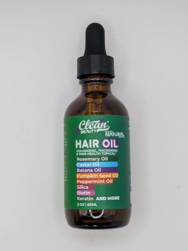 Rosemary Hair Oil For Growth with Castor Oil Batana Oil Pumpkin Seed Oil Peppermint Oil Silica Biotin Collagen Keratin Saw Palmetto Horsetail Tea Tree Vit E Aloe Vera Jojoba (1 Pack)