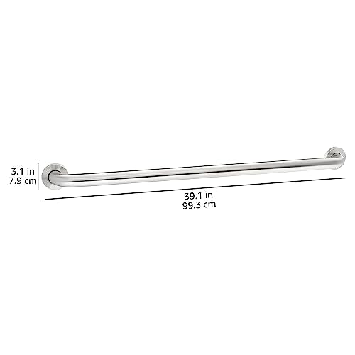 Amazon Basics Bathroom Handicap Safety Grab Bar, 36 Inch Length, 1.5 Inch Diameter, Holds up to 500LBs, ADA Compliant, Stainless Steel
