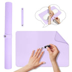 Nail Art Table Mat,Foldable Nail Arm Rest Pad for Nails,Soft Microfiber PU Leather Nail Mat for Table,Waterproof Manicure Pad,Nail Table Pad for Nail Technician Salon Home-Purple