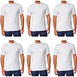 Kirkland Signature Men's Crew Neck Tee 100% Combed Heavyweight Cotton T-Shirts (Pack of 6), White, Large