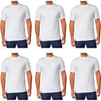 Kirkland Signature Men's Crew Neck Tee 100% Combed Heavyweight Cotton T-Shirts (Pack of 6), White, Large