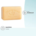 Pre de Provence Artisanal Soap Bar, Enriched with Organic Shea Butter, Natural French Skincare, Quad Milled for Rich Smooth Lather, 8.8 Ounce, Sandalwood
