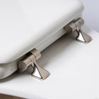 MAYFAIR 844BN 000 Toilet Seat with Brushed Nickel Hinges will Never Come Loose, ROUND , White, 1 Pack - ROUND