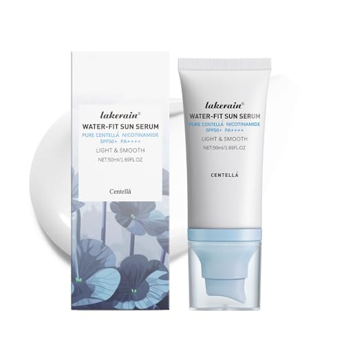 Centella Sunscreen SPF 50, Madagascar Water-Fit Face Sun Serum, Long-Lasting Protection and Defens UV for All Skin.(Blue) ﻿