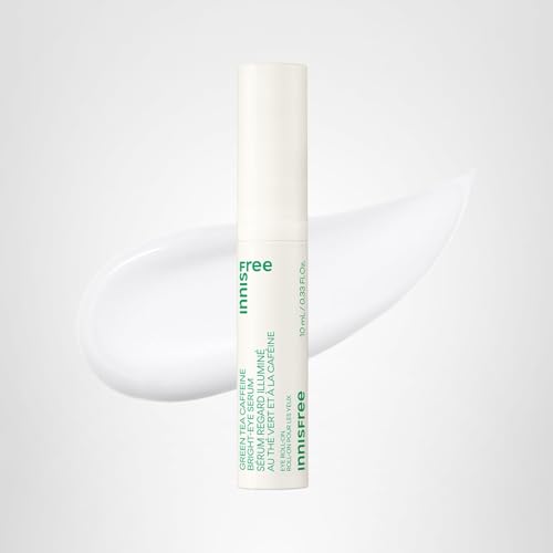 innisfree Green Tea Caffeine Depuffing Eye Serum with Niacinamide, Cooling Korean Eye Roll-On for Hydration and Brightening