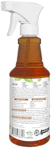 Mighty Mint Leather Cleaner and Conditioner, Plant-Based, Hydrating Spray to Clean and Protect Leather Items, Natural Peppermint Scent, 16oz