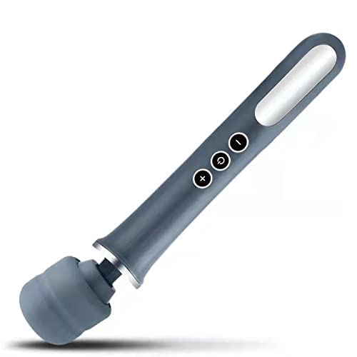 Cordless Personal Wand Electric Massager with 10 Powerful Magic Vibrations, MANFLY Rechargeable Handheld Back Massager Wand Massage (Gray)