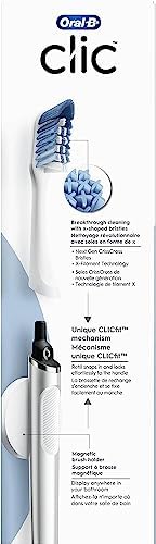 Oral-B Clic Deluxe Starter Kit, Manual Toothbrush with 3 Brush Heads & Magnetic Brush Mount, White