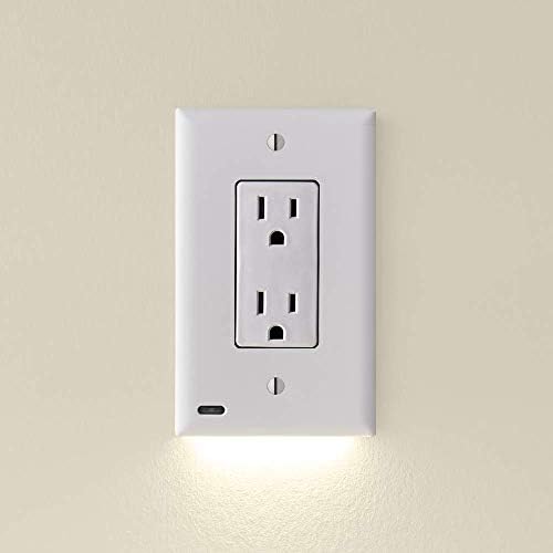 SnapPower 2 Pack GuideLight 2 for Outlets [for Standard Decor, Not GFCI outlets] - Night Light - Electrical Outlet Wall Plate with LED Night Lights - Automatic On/Off Sensor - (Décor, White)