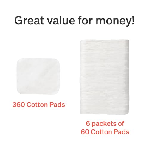 Baby Cotton Pads for Diaper Change by LoveNoobs, 360 Count, Ultra Soft 100% Organic Extra Large Cotton Pads for Baby Sensitive Skin, Lint-Free Premium Jumbo Size Cotton Pads, 100% Cotton Squares