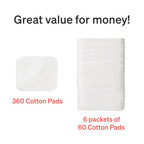 Baby Cotton Pads for Diaper Change by LoveNoobs, 360 Count, Ultra Soft 100% Organic Extra Large Cotton Pads for Baby Sensitive Skin, Lint-Free Premium Jumbo Size Cotton Pads, 100% Cotton Squares