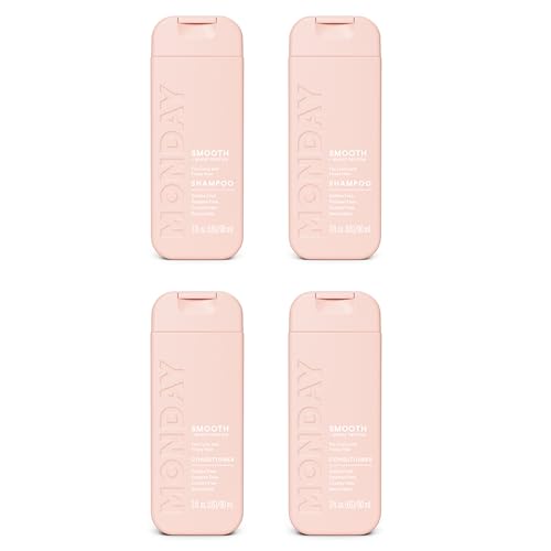 Monday Haircare Smooth Shampoo & Conditioner Travel Pack - 3oz, 90ML Travel Kit (2 x Shampoo,2 x Conditioner)
