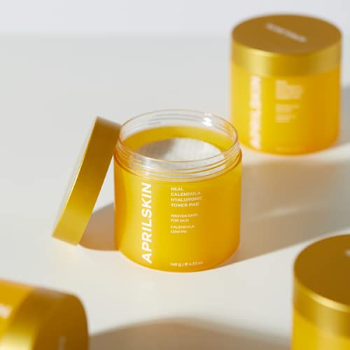 APRILSKIN Calendula PHA Hyaluronic Toner Pads | Vegan, Cruelty Free | Exfoliating, refining pores & hydrating for dry, sensitive, acne-prone skin | 60 pads | No sulfates and artificial fragrance