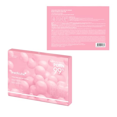 medicube Salmon DNA PDRN Pink One Day Serum | 99% Salmon DNA PDRN Intensive Ampoule, Collagen, Glutathione, Hyaluronic Acid - Improves skin radiance | Korean skincare 0.05 fl.oz x 10e