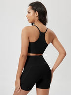 ODODOS Halter Sports Bra for Women Non Padded Strappy Cropped Tops Workout Yoga Crop