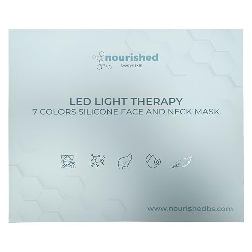 LED Light Therapy Face & Neck Mask - Facial Skin Care Device - 7 Colors Red & Blue - Rejuvenation, Anti-aging Product for Wrinkles