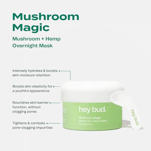 Hey Bud Skincare Mushroom Magic, Mushroom Mask, Deeply Nourishes and Hydrates Skin, Supports Water Retention and Reduces Impurities (3.5 oz)