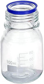 Moonetto 20 Pieces 100ml Round Graduated Lab Media Storage Glass Bottle with GL45 Polypropylene Orange Cap