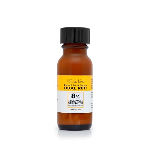 LaClaire 8% Retinol Complex Face Serum - Anti-Ageing, Brightening Neck & Face Serum Helps Firm, Smooth & Nourishes Skin with Lactic Acid, Vitamin A & Retinyl Palmitate - Anti Wrinkle Serums by