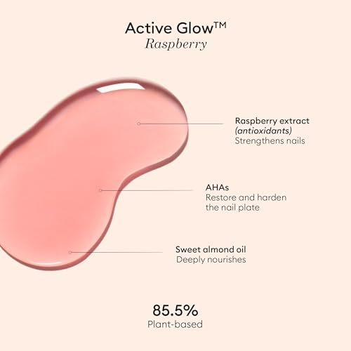 Manucurist Active Glow™ Raspberry Nail Polish & Care - Ultra-Glowy 2 in 1 Nail Concealer & Care - Plant-Based Ingredients: Sweet Almond Oil, Raspberry for Nourished Nail Rosy Mirror-Like Shine