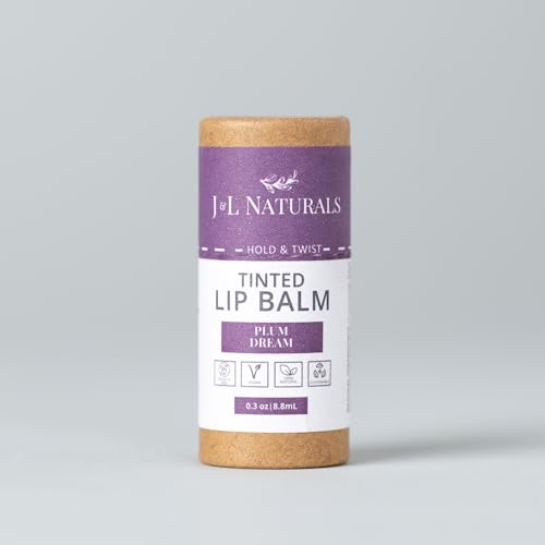 J&L Naturals Tinted Lip Balm | Vegan & Cruelty Free Lip Stain | Zero Waste Makeup | Plastic-Free, Hydrating & Moisturizing Lip Tint | Made in US (Duo (2-Pack), Plum Dream)