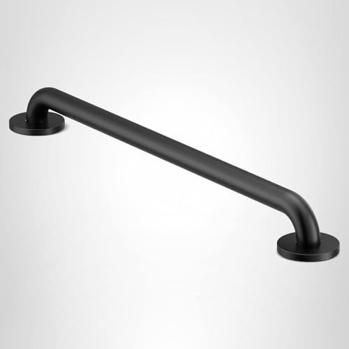Moen Matte Black 24-Inch Bathroom Safety Grab Bar with Concealed Screws for Elderly Shower Support, R8724BL