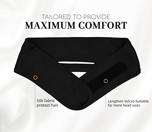Silk Spa Headband for Washing Face, 22 Momme 100% Mulberry Silk Scarf for Hair Wrapping at Night, Adjustable Ponytail Head Wrap Hair Band for Women and Girls