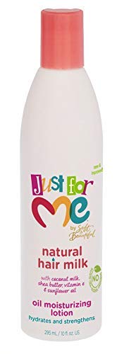 Just For Me Natural Hair Milk Lotion (3 Pack) - Hydrates & Strengthens, Contains Coconut Milk, Shea Butter, Vitamin E, Sunflower Oil, Lightweight Moisture, Reduces Frizz, 10 oz