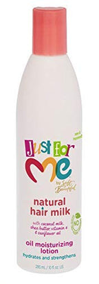 Just For Me Natural Hair Milk Lotion (3 Pack) - Hydrates & Strengthens, Contains Coconut Milk, Shea Butter, Vitamin E, Sunflower Oil, Lightweight Moisture, Reduces Frizz, 10 oz
