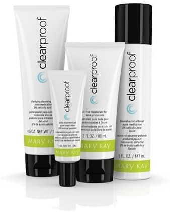 Clear Skin 4-Step Acne Treatment Set – Cleanser, Toner, Acne Gel & Oil-Free Moisturizer for Oily and Acne-Prone Skin