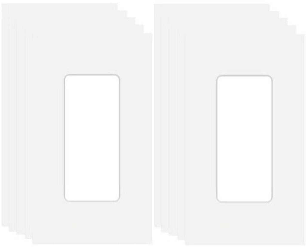 1-Gang Screwless Decorator Wall Plate Cover Single Switch Outlet Electrical Faceplate for Light Switch, Smart Switch, Receptacle, Dimmers, USB Outlet, GFCI, Child Safe Cover Plate, White (10-Pack)
