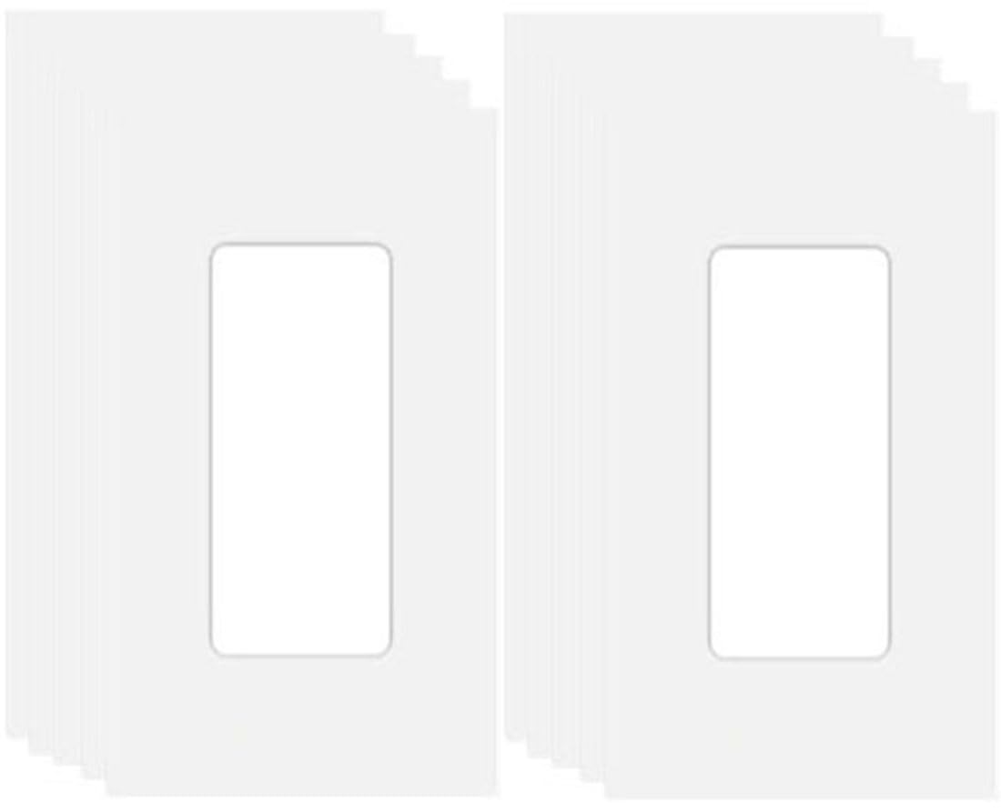 1-Gang Screwless Decorator Wall Plate Cover Single Switch Outlet Electrical Faceplate for Light Switch, Smart Switch, Receptacle, Dimmers, USB Outlet, GFCI, Child Safe Cover Plate, White (10-Pack)