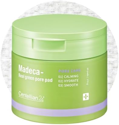 Centellian 24 Madeca Real Green Pore Pad (5.74fl oz / 60 pcs) - Exfoliating & Soothing Dual-Sided Toner Pads for Sensitive Skin, Pore Care & Texture Improvement, Korean Skin Care. Centella Asiatica