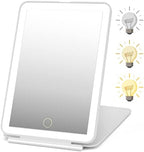 Rechargeable Travel Makeup Mirror 72 LED Lighted Makeup Mirror Travel Mirror Compact Slim LED Vanity Mirror with Lights Lighted Makeup Mirror with 3 Lighting Modes Dimmable Touch Screen (W1)