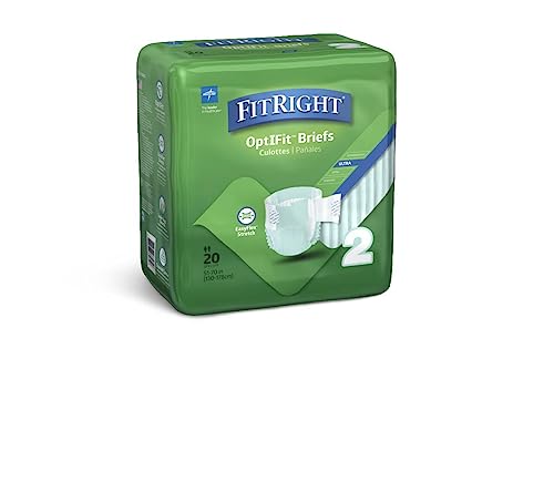 FitRight Stretch Ultra Adult Briefs, Incontinence Diapers with Tabs, Heavy Absorbency, Large/XL/2XL, 51 to 70", 20 Count (Pack of 4)