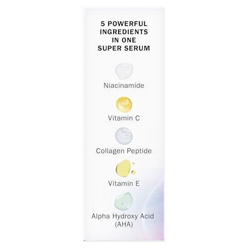 Olay Super Serum Trial Size 5-in-1 Lightweight Resurfacing Face Serum, 0.4 fl oz, Smoothing Skin Care Treatment with Niacinamide, Vitamin C, Collagen Peptide, Vitamin E, and AHA