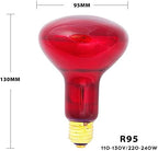 2 Pack Heat Lamp Bulb R95 75 Watt Red Infrared Glass Lamp Bulb for Food Service, Brooder Bulb, Chicks, Pet, Bathroom, Light Therapy, Reptiles and Amphibian