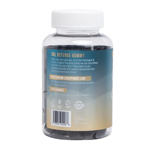 Inner Glow Sol Defense Gummies – Dermatologist & Plastic Surgeon-Formulated Skin Resilience Vitamin Supplement with Polypodium Leucotomos & Niacinamide, Passion Fruit Flavor, 60 Sugar-Free Gummies