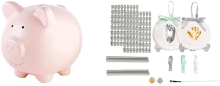 Bundle of Pearhead Large Ceramic Piggy Bank + Pearhead Deluxe Clay DIY Handprint and Footprint Kit