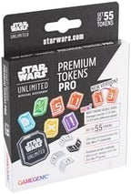 Gamegenic Star Wars: Unlimited Premium Tokens PRO - Enrich Gameplay with Acrylic Double-Sided Token Set, 55 Pieces Including Damage, Shield, and Modifier Counters