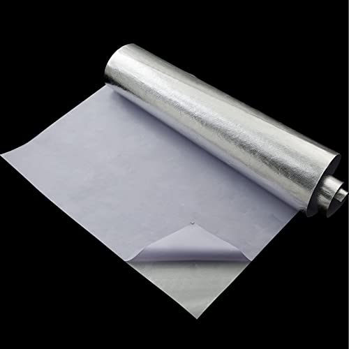 BBTO Heat Reflective Sheet Adhesive Backed Aluminized Fiberglass Heat Shield Tape Protection Barrier Heat Shield Resistant Material for Hose and Auto Use Heat Insulation Sheet(Silver, 48 x 71 Inch)