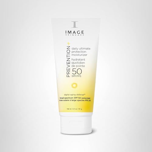 IMAGE Skincare PREVENTION+ Daily Ultimate Protection Moisturizer, SPF 50 Face Sunscreen Lotion, Zinc Oxide, Blendable with No White Cast, 3.2 oz