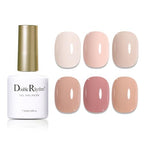 Double Rhythm Gel Nail Polish Set of 6 Colors Baby Light Pastel Milky Nail Polish Starter Kit Art DIY Salon Home (Natural Neutral Nude Pink,Kit 28)