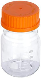 Moonetto 20 Pieces 100ml Round Graduated Lab Media Storage Glass Bottle with GL45 Polypropylene Orange Cap